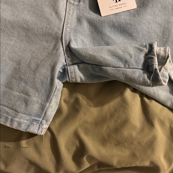 Buckle Flying Angel’s Denim Blue Women's Shorts with Patchwork - Picture 8 of 9